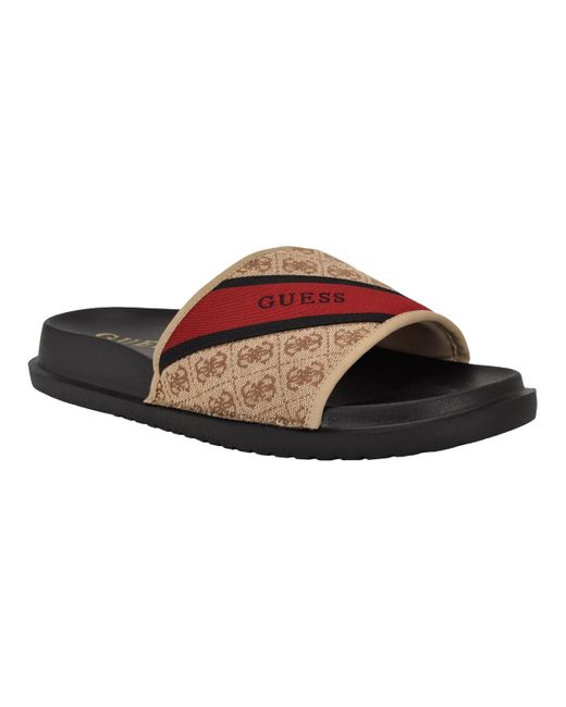 Guess Men's Brown Vellden Slip-on Lifted Fashion Slides