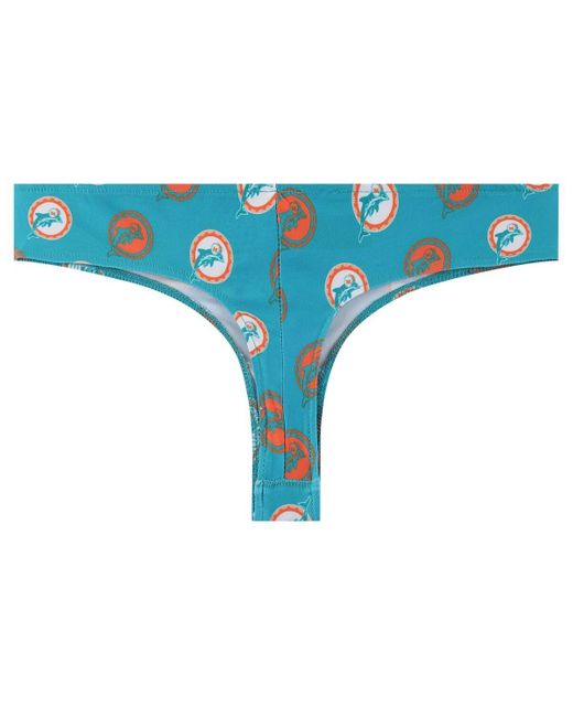Concepts Sport Blue Miami Dolphins Record Allover Print Knit Thong