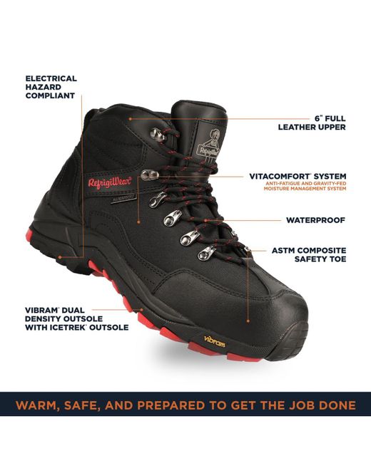 Refrigiwear Black Widow Lightweight Waterproof Leather Work Boot for ...