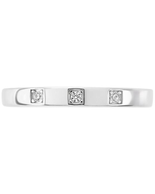 Macy's White Pave Cubic Zirconia Triple Stone Ring