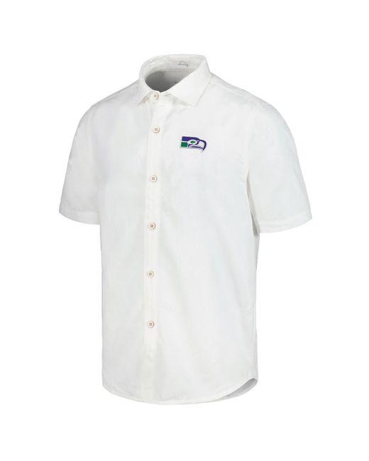 Tommy Bahama White Seattle Seahawks Sport Coconut Point Palm Vista Island Zone Button-up Camp Shirt for men