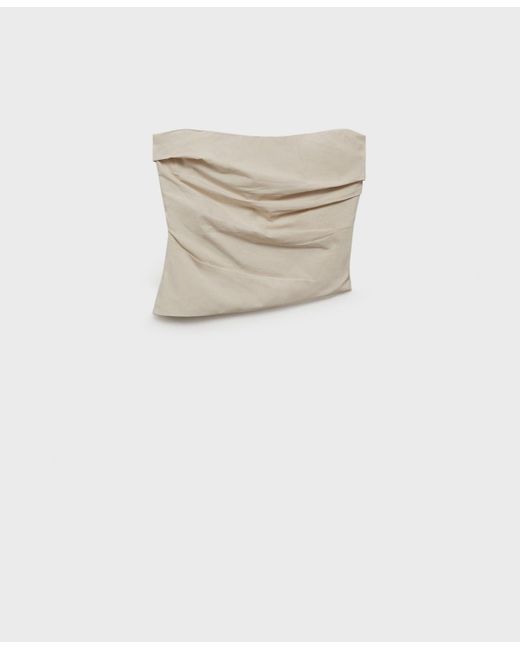 Mango White Asymmetrical Strapless Top