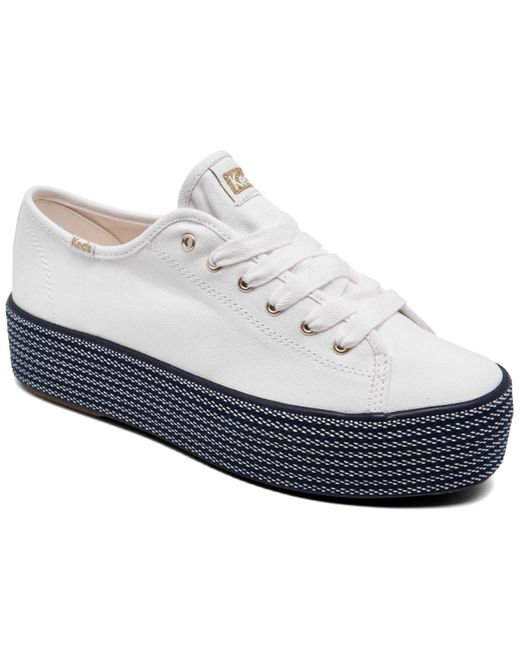 Keds White Triple Up Webbing Canvas Platform Casual Sneakers From Finish Line