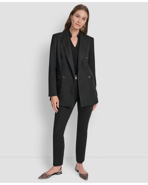 DKNY Black Double-breasted Basket-weave Jacket