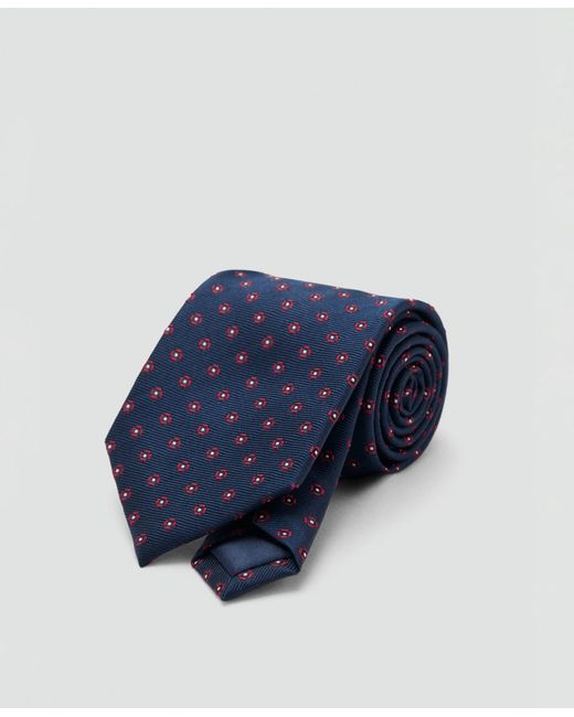 Mango Blue Flower Patterned Silk Tie for men