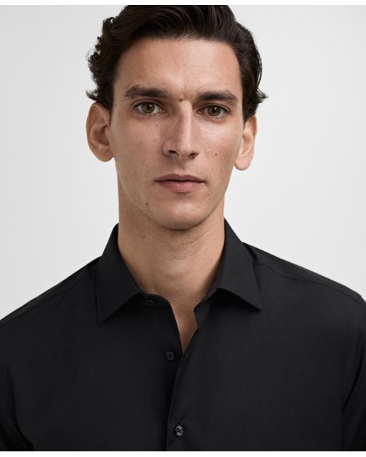 Mango Black Slim-fit Cotton Poplin Dress Shirt for men