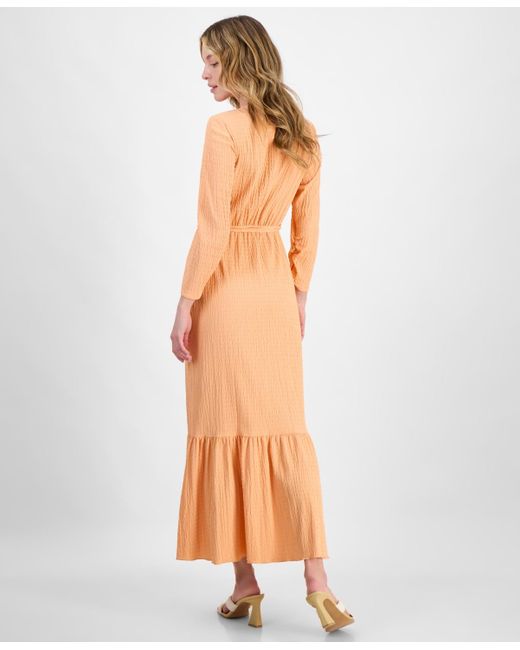 HUGO Multicolor Smocked Surplice Tiered Maxi Dress