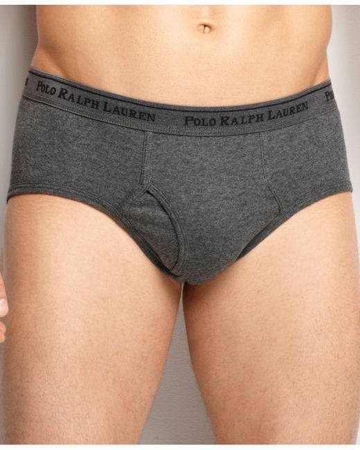 Polo Ralph Lauren Gray Underwear, Classic Cotton Low Rise Brief 4 Pack for men