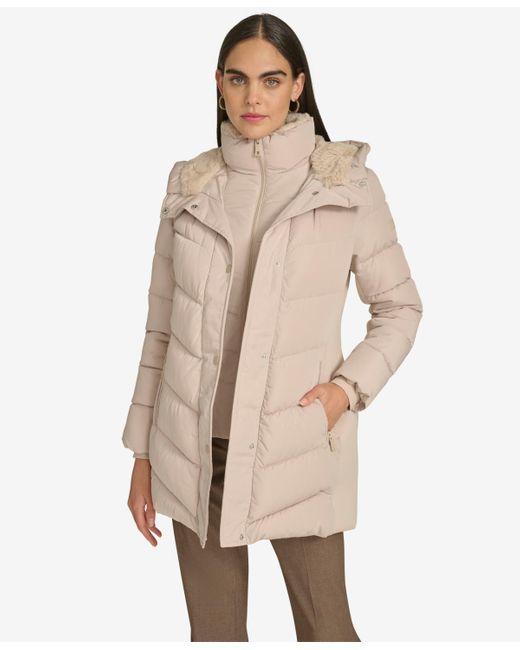 Calvin Klein Natural Lined Hooded Puffer Coat