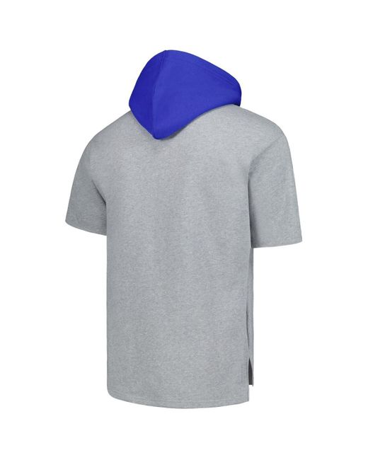 Mitchell & Ness Blue Los Angeles Dodgers Postgame Short Sleeve Pullover Hoodie for men