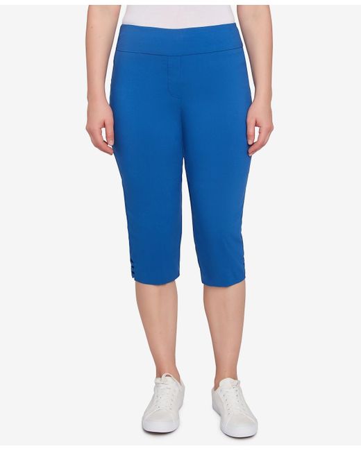 Ruby Rd Blue Petite Ladder Hem Americana clamdigger Pullover Pants