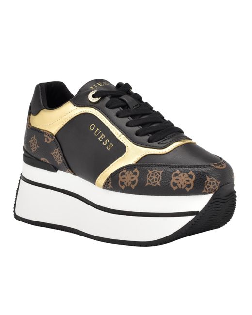Guess Black Camrio Casual Double Platform Lace Up Sneakers
