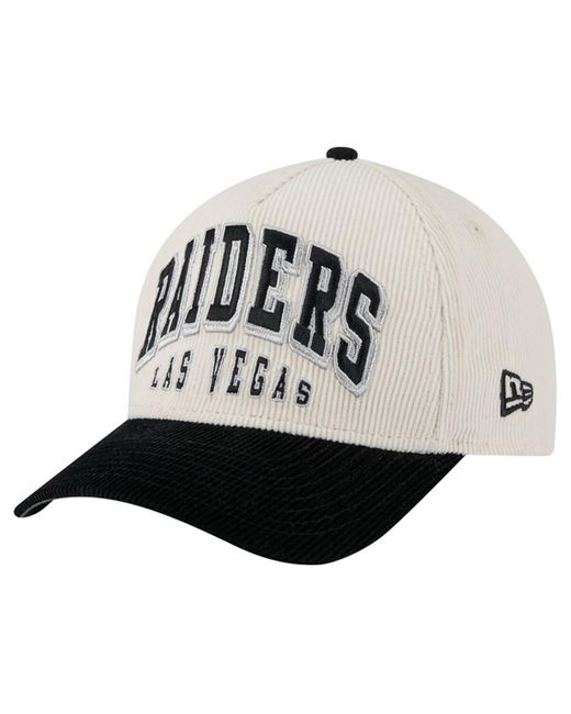 KTZ White Cream/black Las Vegas Raiders Two-tone Sided Corduroy 9forty A-frame Adjustable Hat for men