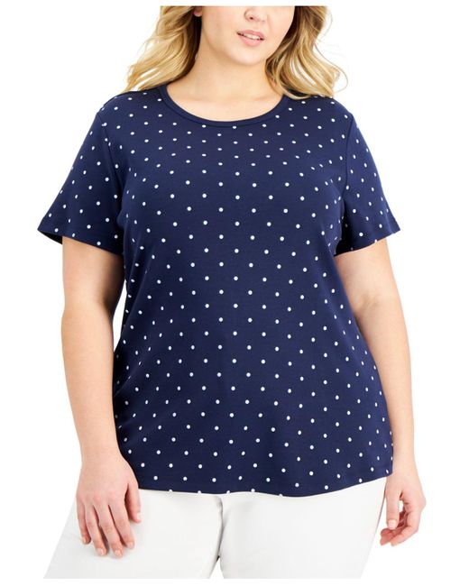 Karen Scott Cotton Plus Size Printed Short-sleeve T-shirt, Created For ...