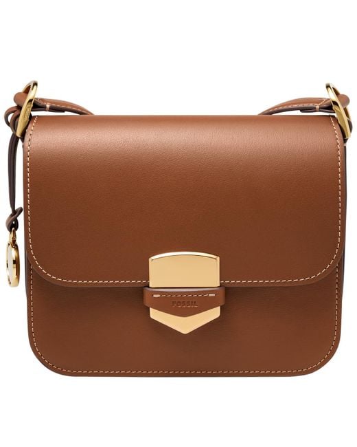 Fossil Lennox Leather Flap Crossbody Bag in Brown Lyst