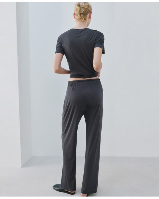 Mango Black Micro-modal Pajama Pants