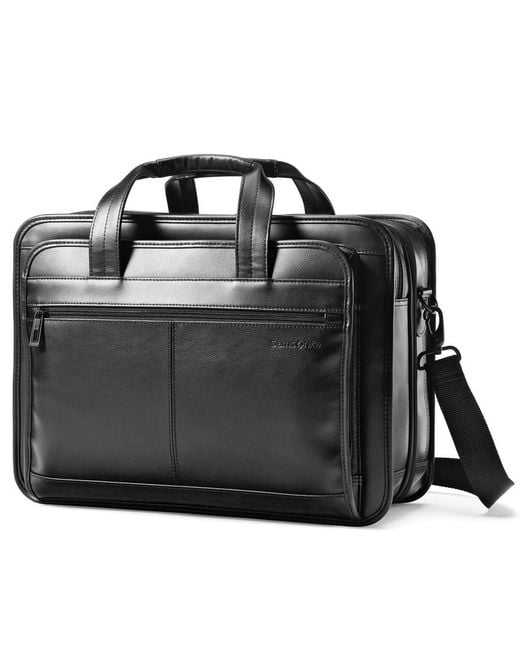 Samsonite Leather Expandable Laptop Briefcase in Black for Men Lyst