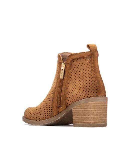 Xti Brown Suede Ankle Booties
