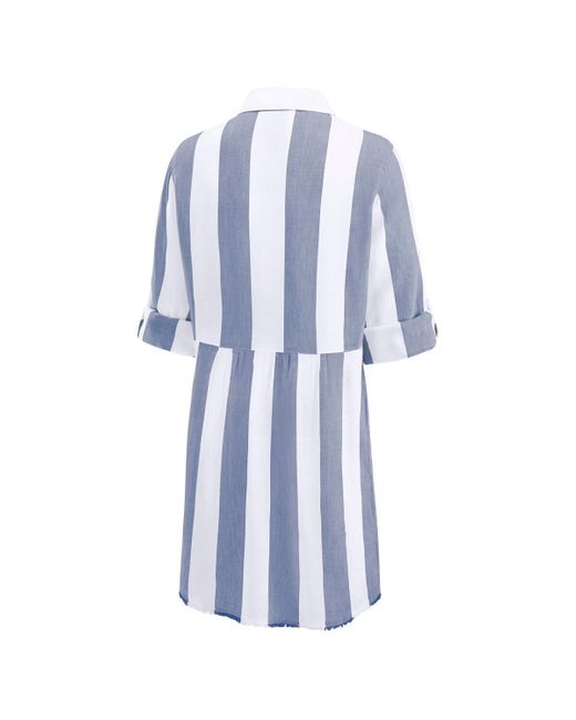 Tommy Bahama Blue Navy/whiteâ Dallas Cowboys Rugby Beach Stripe Button-up Tunic Top