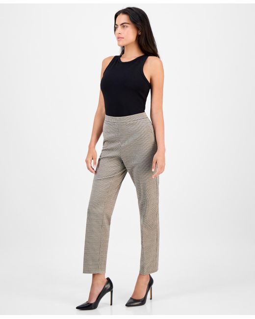 Anne Klein Multicolor Petite Printed Mid-rise Straight-leg Pants