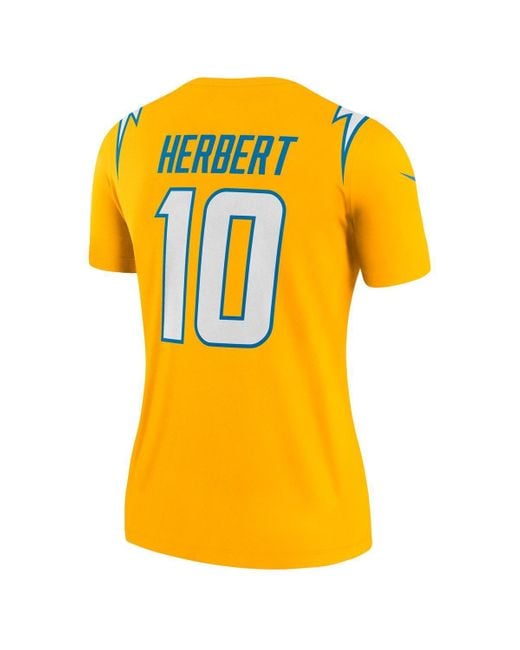 Nike Yellow Justin Herbert Los Angeles Chargers Alternate Charger Power Legend Player Performance Top