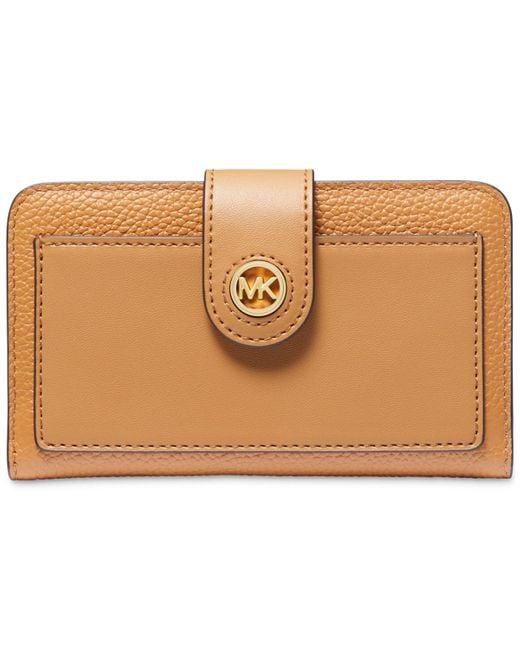 Michael Kors Brown Michael Charm Medium Tab Pocket Leather Bifold Wallet