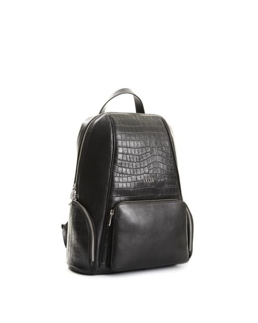 Velez Black Embossed Leather Backpack