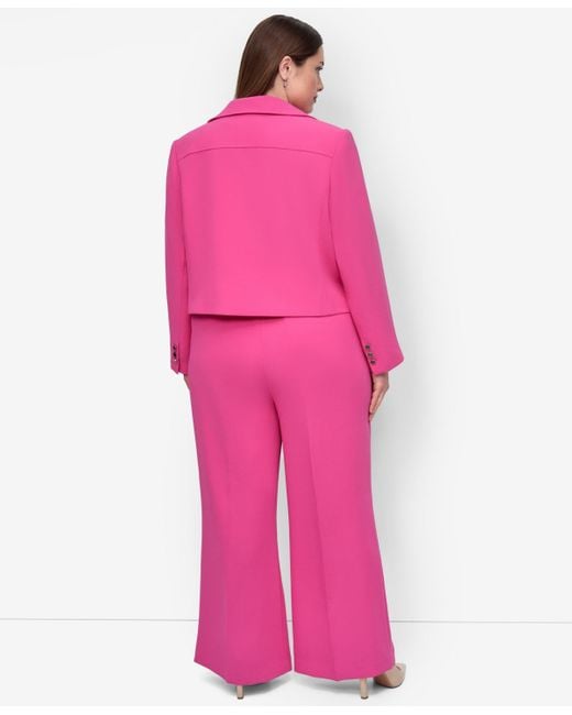 DKNY Pink Plus Size Aero Crepe Button-front Jacket
