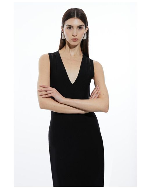 Karen Millen Black Sheer Skirt Maxi Knit Dress