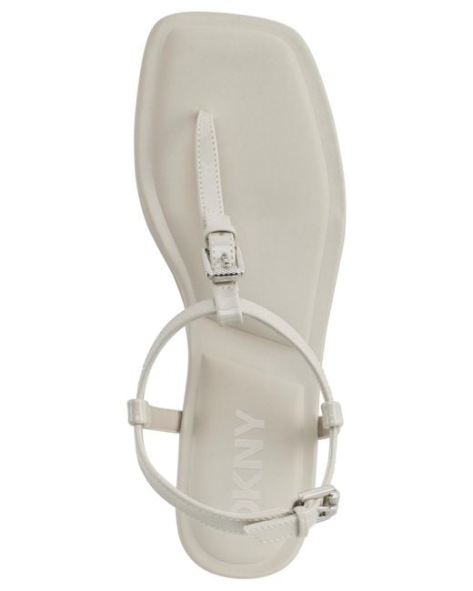DKNY White Datto T-strap Sandals