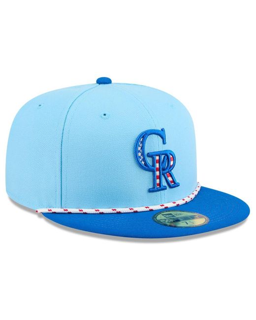 KTZ Light Blue/blue Los Angeles Dodgers 2025 Fourth Of July 59fifty Fitted Hat for men