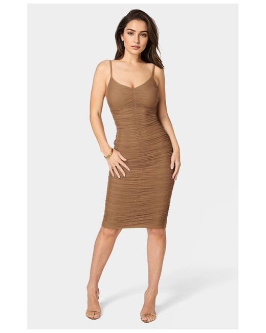 Bebe White Powermesh Midi Dress