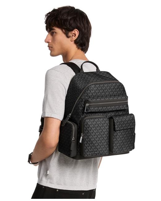 Michael Kors Black Large Top Zip Backpack for men