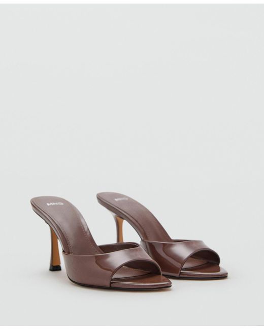 Mango Brown Patent Leather Effect Heeled Sandals