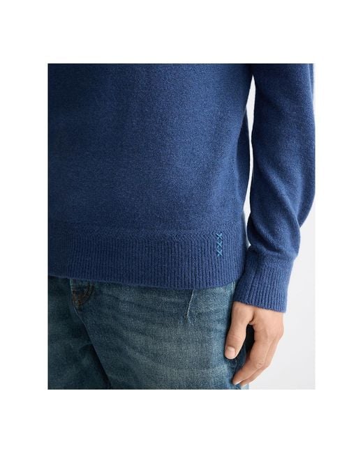 Scotch & Soda Blue Solid Crew Neck Sweater for men