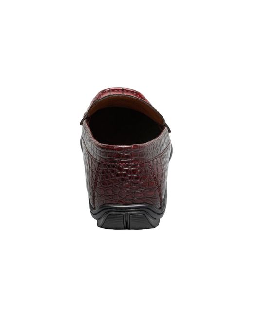 Stacy Adams Red Embrey Moc Toe Bit Slip On Loafer for men