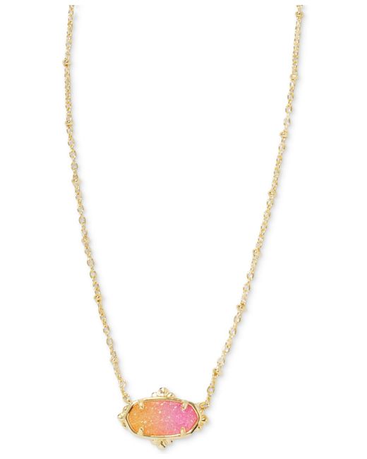Kendra Scott White 14k Gold-plated Drusy Stone 19" Adjustable Pendant Necklace