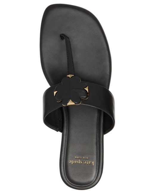 Kate Spade Black Spade Flower Thong Flat Sandals