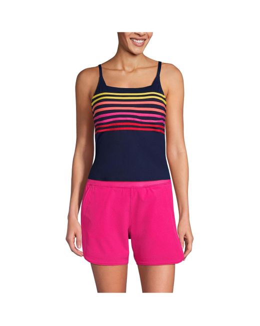 Lands' End Pink D-cup Chlorine Resistant Square Neck Tankini Swimsuit Top