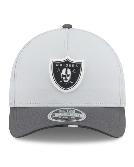 KTZ Gray/graphite Las Vegas Raiders 2025 Nfl Training Camp A-frame 9forty Adjustable Hat for men