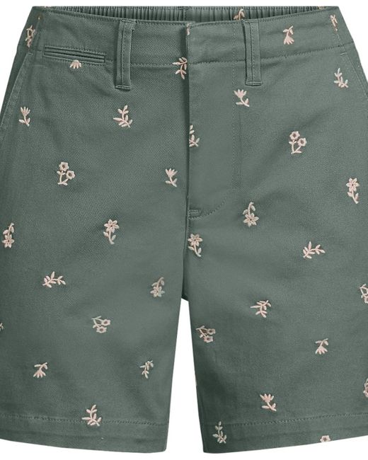 Lands' End Green Plus Size Classic 7" Chino Shorts