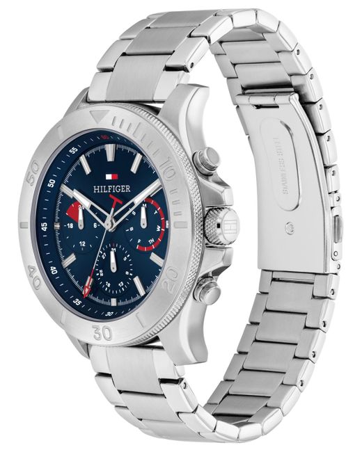 Tommy Hilfiger Gray Quartz Silver Stainless Steel Watch 46mm for men