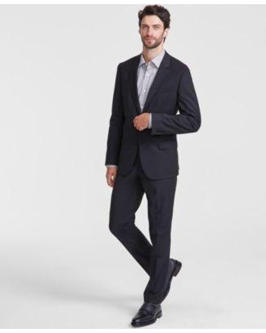 Boss Blue Hugo By Slim Fit Superflex Stretch Solid Suit Separates for men