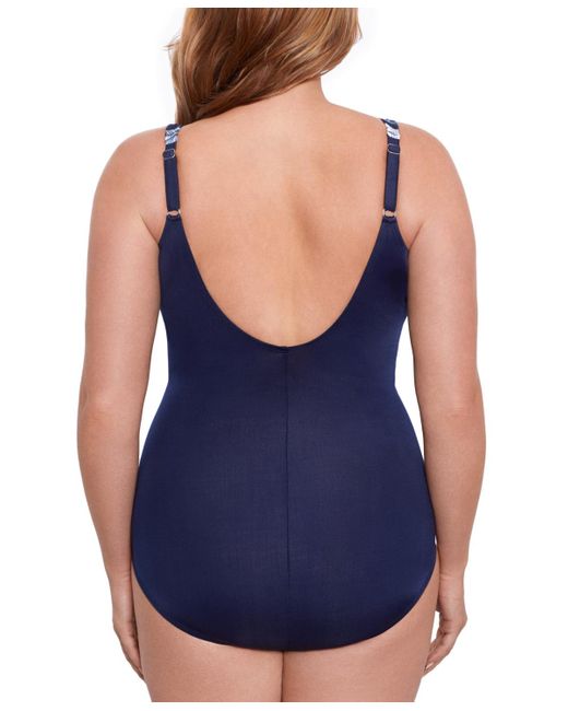 Miraclesuit Blue Plus Size Oceanus Tummy Control One-piece Swimsuit