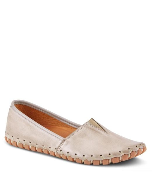 Spring Step Brown Kathaleta Leather Slip-on Comfort Flats