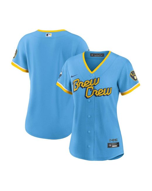 Nike Synthetic Powder Blue Milwaukee Brewers 2022 City Connect Replica ...