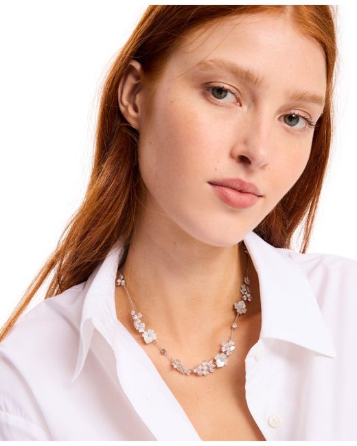 Kate Spade Silver tone Precious Pansy All Around Necklace in White Lyst