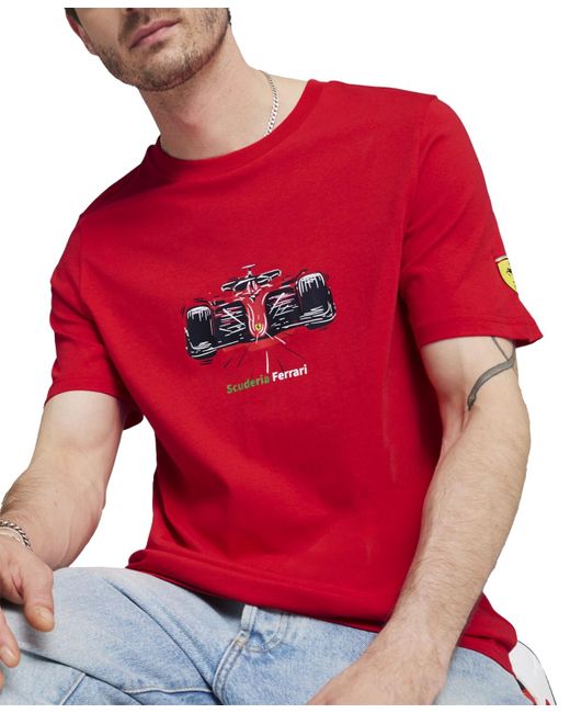 PUMA Red Scuderia Ferrari Regular-fit Formula One Race Car Graphic T-shirt for men