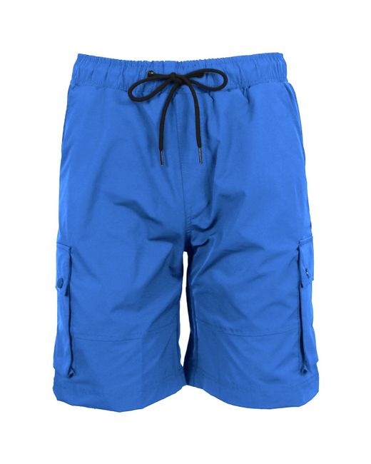 Galaxy By Harvic Blue Moisture Wicking Performance Quick Dry Cargo Shorts for men