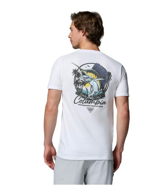 Columbia White Pfg Rico Graphic T-shirt for men